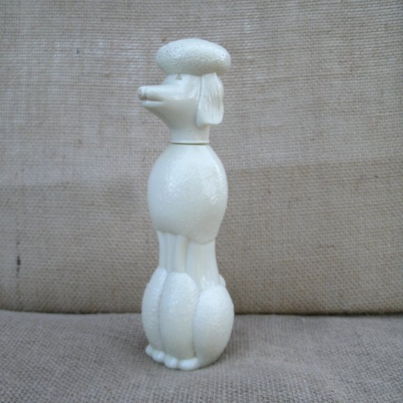 Vintage Avon Poodle Bath Oil Bottle milk glass - Picture 9 of 16